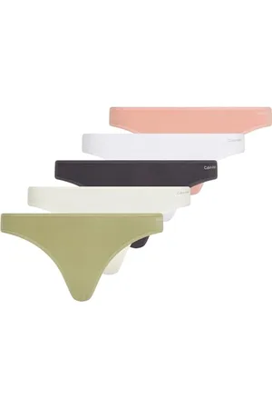 Calvin Klein Damen 5er Pack Strings Thong Unterwäsche, Mehrfarbig (A Gry/Wht/L Pch/Gls Ylw/Ign Gry), M
