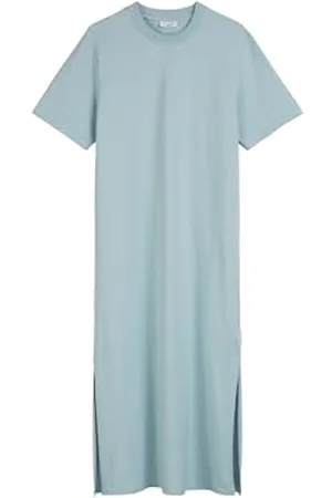 Marc O’ Polo Marc OߴPolo Denim Damen Jerseykleid mit Seitenschlitzen Relaxed Fit, Blau (Blue Fog), XL