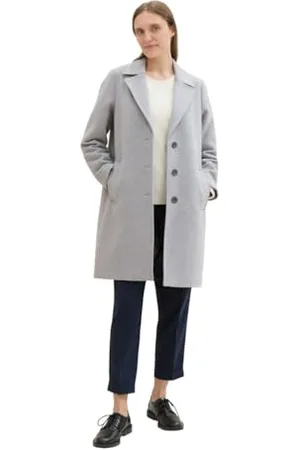 TOM TAILOR Damen 1041493 Langer Mantel, 21373-Medium Silver Grey Melange, XL