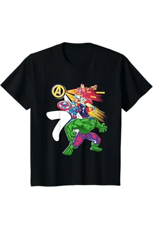 Marvel Kinder Super Heroes Avengers 7 Year Old Seventh Birthday T-Shirt