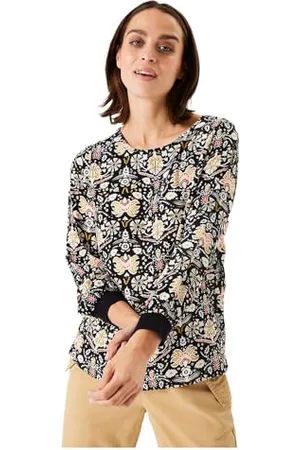 Garcia Damen Shirt Long Sleeve Bluse, Black, Large