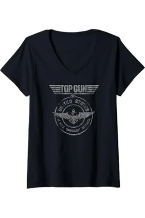 Top Gun Damen Leutnant Pete Mitchell Seal T-Shirt mit V-Ausschnitt