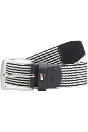 Tommy Hilfiger Herren Gürtel Denton Elastic 3,5 cm Geflochten, Blau (Space Blue), 115 cm