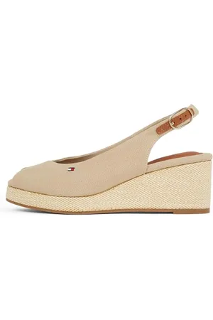 Tommy Hilfiger Damen Wedge Espadrilles Flag Mid Slingback Verstellbarer Riemen, Beige (Horseradish), 41