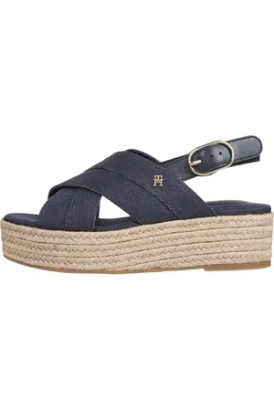 Tommy Hilfiger Damen Wedge Espadrilles Denim Platform Sandal mit Plateau, Blau (Space Blue), 37