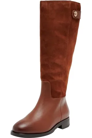 Tommy Hilfiger Damen TH Stud Leather Mix Long Boot (FW0FW08341 Hohe Stiefel, Braun (Cognac Brown), 36 EU