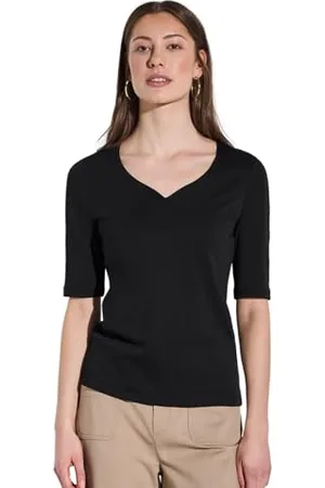 Street one Damen A323163 T-Shirt mit Herzausschnitt, Black, 36