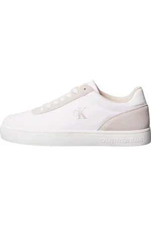 Calvin Klein Herren Cupsole Sneaker Classic Canvas Low Top, Weiß (Bright White/Eggshell), 44