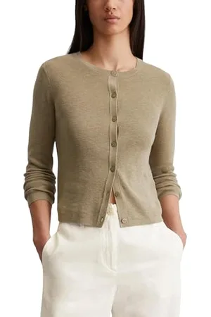 Marc O’ Polo Marc OߴPolo Damen Cardigan mit Knopfleiste Slim Fit, Beige (Summer Sand), M