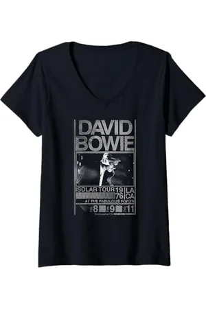 David Bowie Damen - Inseltour T-Shirt mit V-Ausschnitt