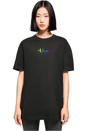 Merchcode Damen T-Shirt Ladies Hope Rainbow Oversized Boyfriend Tee, Oversized Fit, Cotton 100 Percent, XL