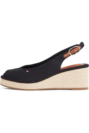 Tommy Hilfiger Damen Wedge Espadrilles Flag Mid Slingback Verstellbarer Riemen, (Black), 38
