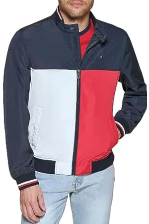 Tommy Hilfiger Herren Lightweight Varsity Rib Knit Bomber Jacket Shell-Jacke, , S