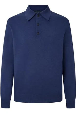 Hackett Herren Denim Knit Ls Polo Strickwaren, , L