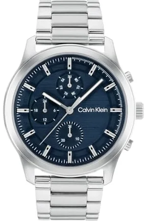 Calvin Klein Multi Zifferblatt Quarz Uhr für Herren Kollektion Ambition mit Silbernes Edelstahlarmband - 25200208