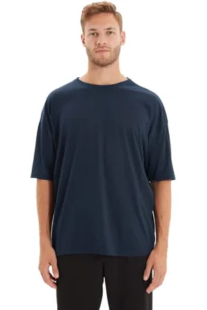 Trendyol Outdoor Navy Blue Basic Herren-Fahrradkragen Oversize Kurzarm-T-Shirt, leichte Navy