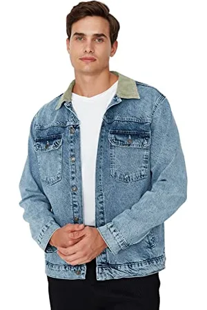 Trendyol Herren Herren Regular Basic Plain Denim Jacke Coat, , L EU