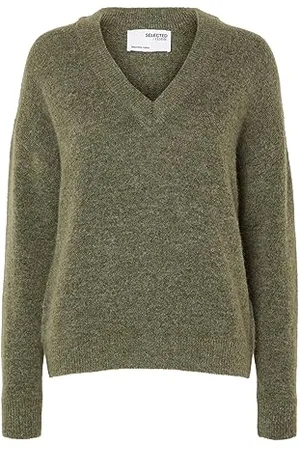 SELECTED Damen SLFMALINE LS Knit V-Neck NOOS Strickpullover, , XS