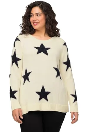 Ulla Popken Damen, Flauschige Sterne, Rundhals, Langarm Pullover, , 42-44