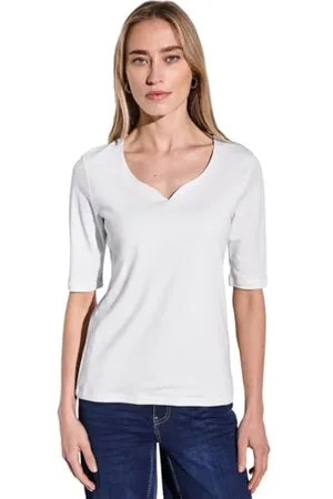 Street one Damen A323163 T-Shirt mit Herzausschnitt, White, 42
