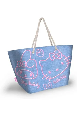 KARACTERMANIA Sanrio Hello Kitty Denim-Soleil Strandtasche, Blau, 52 x 37 cm
