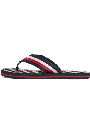 Tommy Hilfiger Herren Flip Flops Massage Beach Sandal mit Logo, Blau (Desert Sky), 45