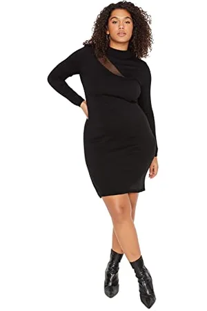 Trendyol Damen Women Mini Bodycon Fitted Knitwear Plus Size Dress Kleid, , XL Größen