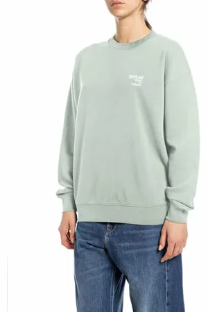 Replay Damen Sweatshirt Oversized, Grün (Frosty Green 582), M