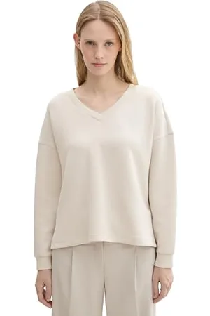TOM TAILOR Damen Sweatshirt mit V-Ausschnitt, , L
