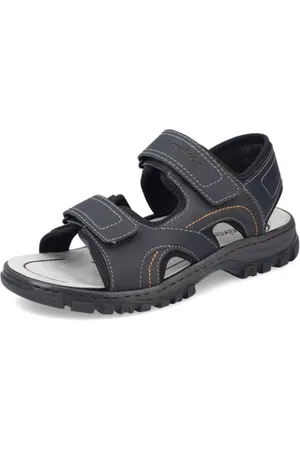 Rieker Herren Klassische Sandalen 25053, Männer Sandalen,offene Schuhe,Strandschuhe,Sandaletten,klettsandalen,bequem,schwarz (00),41 EU / 7.5 UK