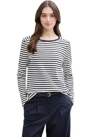 TOM TAILOR Damen Longsleeve mit Streifenmuster, , L