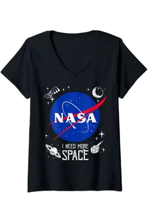 Nasa Damen Meatball Logo Classic I Need More Space T-Shirt mit V-Ausschnitt