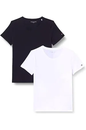 Tommy Hilfiger Damen 2er Pack T-Shirts Kurzarm mit Rundhalsausschnitt, Mehrfarbig (White/ Black), M