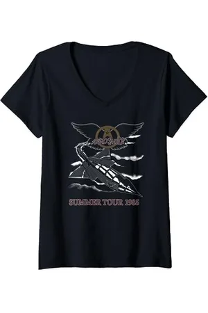 Aerosmith Sommertour 1985 T-Shirt mit V-Ausschnitt