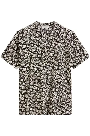 Marc O’ Polo Marc OߴPolo Damen Kurzarmbluse mit Allover-Print leicht, Mehrfarbig , M