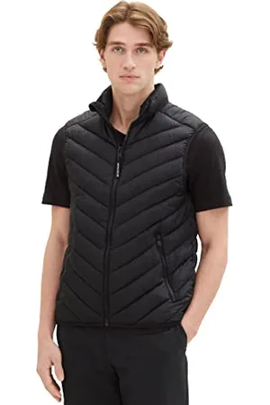 TOM TAILOR Herren 1036072 Lightweight Steppweste mit Stehkragen aus recyceltem Polyester, 29999-Black, S