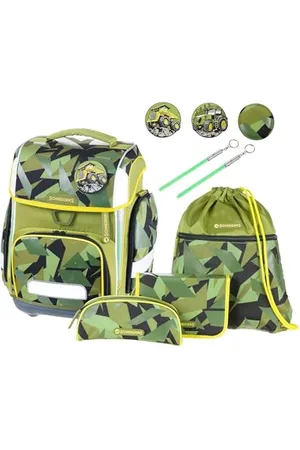 Schneiders 78367-065 - Schulranzen Ergolite , 9-teiliges Set mit Schultasche, Federmäppchen, Schlamper, Sportbeutel, 3 Klett-Motiven und 2 Leuchtstäben