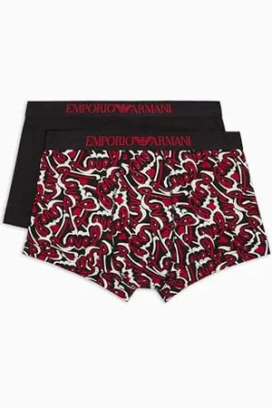 Emporio Armani Herren 2-Pack Trunk Badehose, Print Love/Schwarz, M