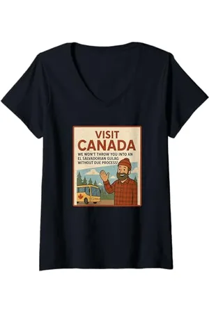 CANADIAN Damen Besuchen Sie Kanada Wir werfen Sie nicht in einen Gulag T-Shirt mit V-Ausschnitt