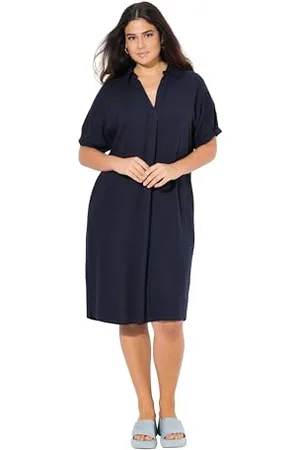 Ulla Popken Damen große Größen Übergrößen Plus Size Leinenmix-Kleid