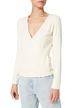 Scotch&Soda Damen Geripptes Wickeltop aus ECOVERO-Mischung T-Shirt, , M