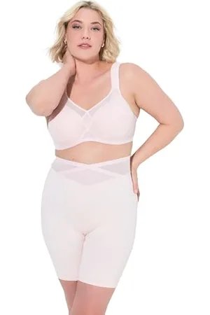 Ulla Popken Damen große Größen Übergrößen Plus Size Shaping-Panty, breiter Meshbund, Wickeleffekt, High Waist