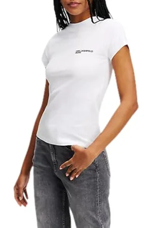 Karl Lagerfeld Slim Short Sleeve Tee, Women, White, T-Shirt