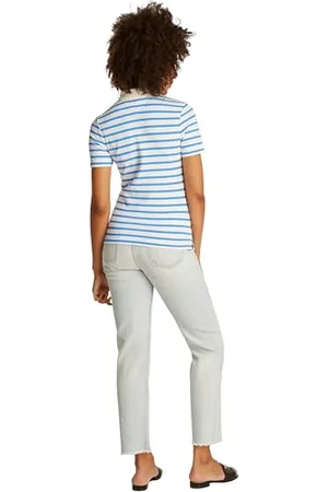 Tommy Hilfiger Damen 1985 Slim Pique SS WW0WW43225 S/S Polo, White (Ecru/Blue Spell STP), 3XL