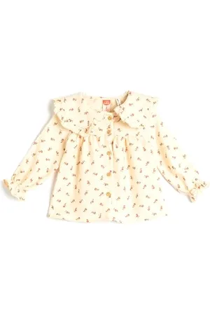 Koton Babygirl Long Sleeve Shirt Wide Peter Pan Neck Ruffled Detail Soft Touch Fabric