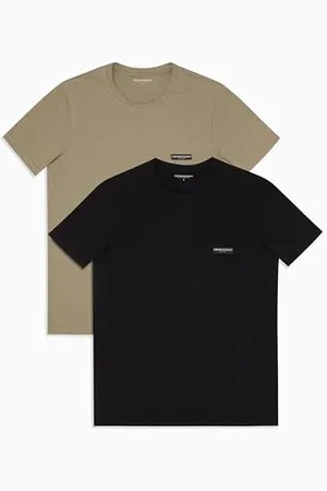 Emporio Armani Herren 2-Pack Crew Neck T-Shirt, Schwarz/Vetiver, XXL