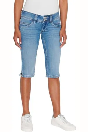 Pepe Jeans Damen Slim Crop Lw Shorts, Blau (Denim-MP0), 25W