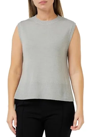 Benetton Damen Maschenweite G/C S/M 122nd106i Pullunder, Grau Melange Mittel 501, L