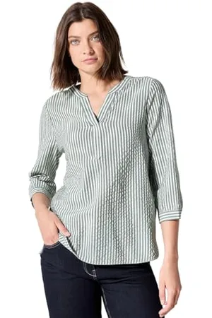 CECIL TOS Seersucker Splitneck Blouse XXL