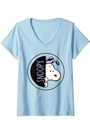 Peanuts Damen - Snoopy Peek-a-boo T-Shirt mit V-Ausschnitt